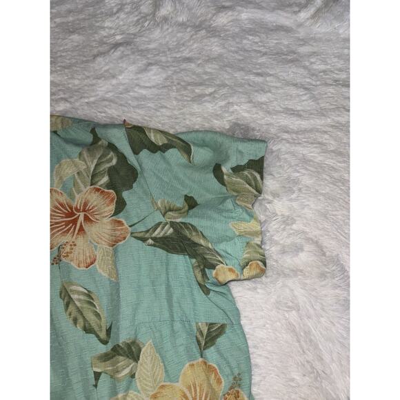 Jamaica Jazz Women’s Sz. XL green tropical Design Silk Blend Button Up Shirt - Picture 5 of 12